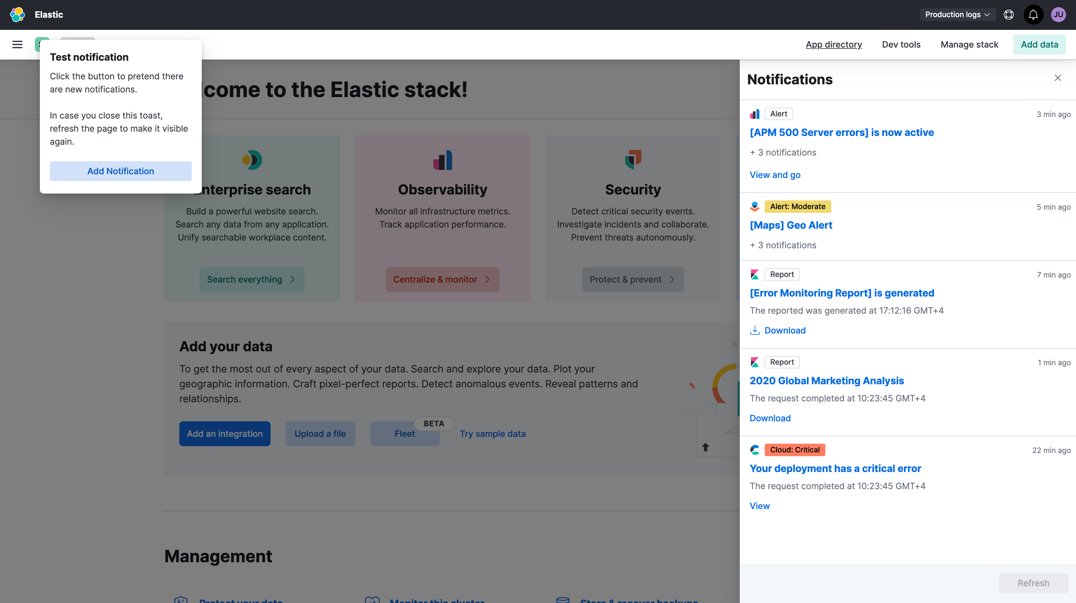 Notifications protoype